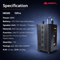 MEPL 15" Karaoke Speaker